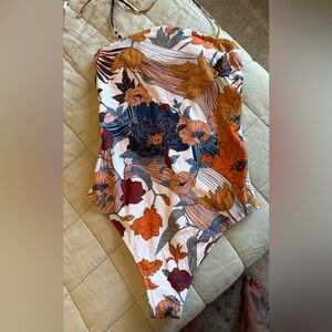 Women’s New O'Neill One Piece Cream and Orange Floral Swimsuit